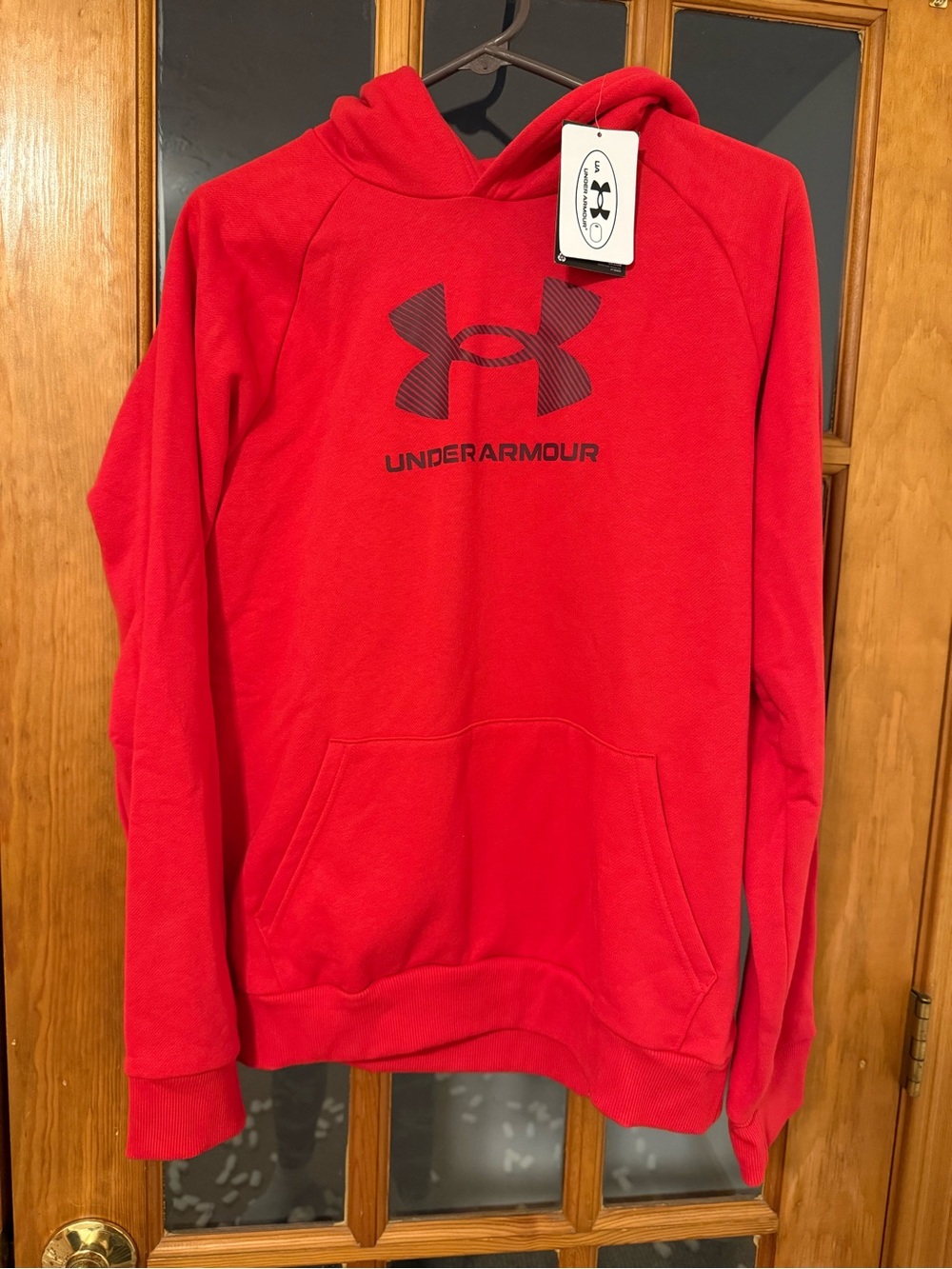 Under Armour Red Hoodie with Black Logo - Kids Sweatshirt